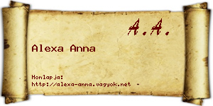 Alexa Anna névjegykártya